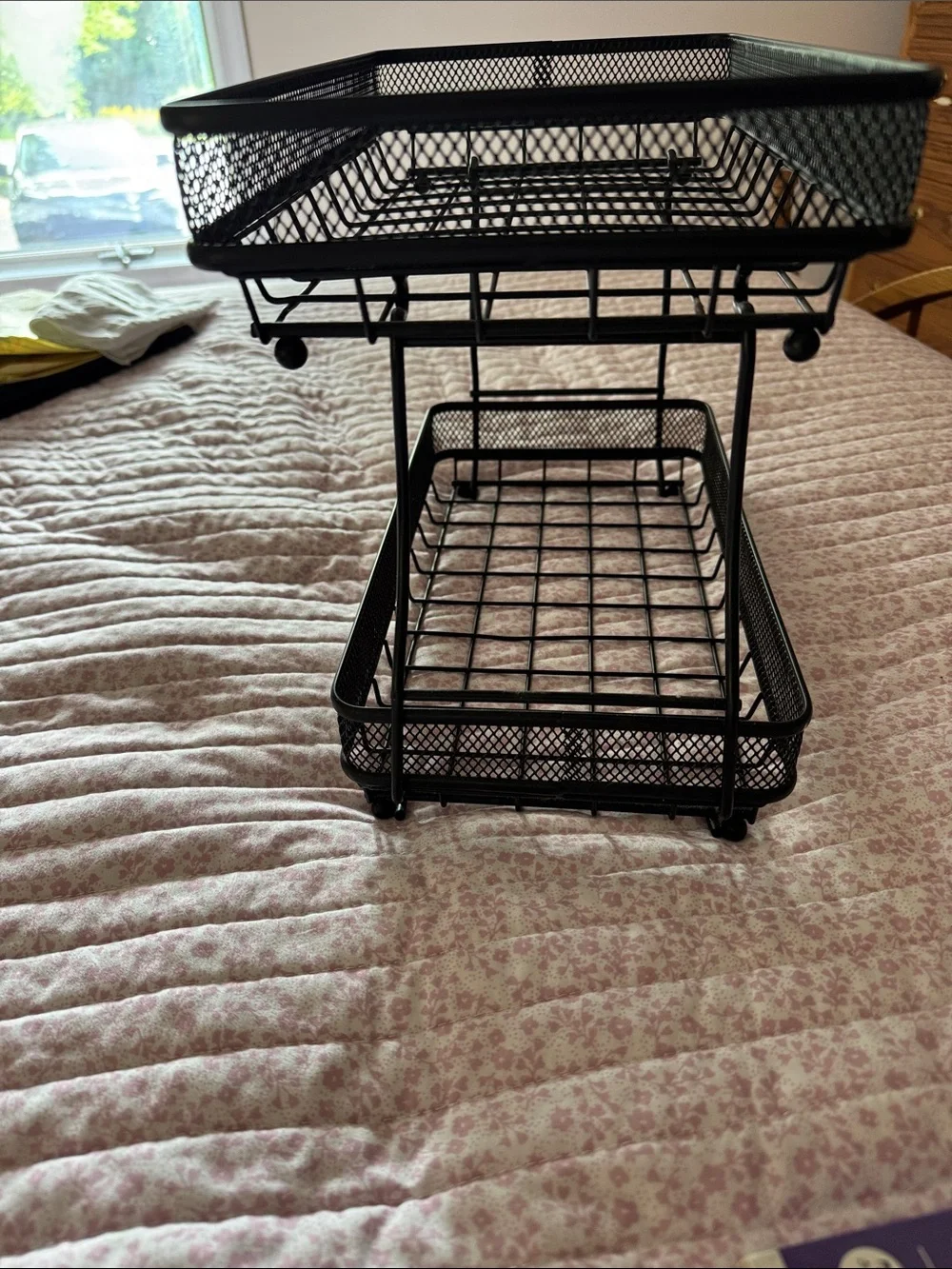 Black Metal Two-Tier Bathroom Kitchen Organizer Rack
